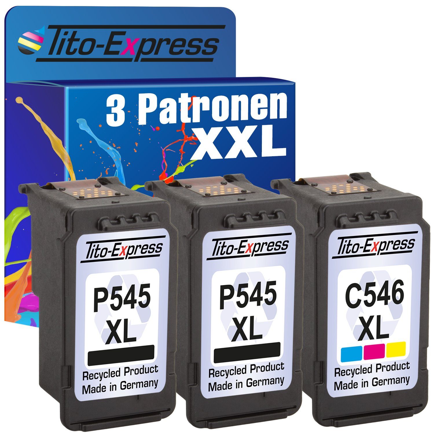 Tito-Express 3er Set ersetzt PG-545 PG545 XL CL-546 CL546 XL Tintenpatrone (für Pixma TS3350 MG2550s TS3150 TR4550 MG3050 TR4551 MG2950 MX490)