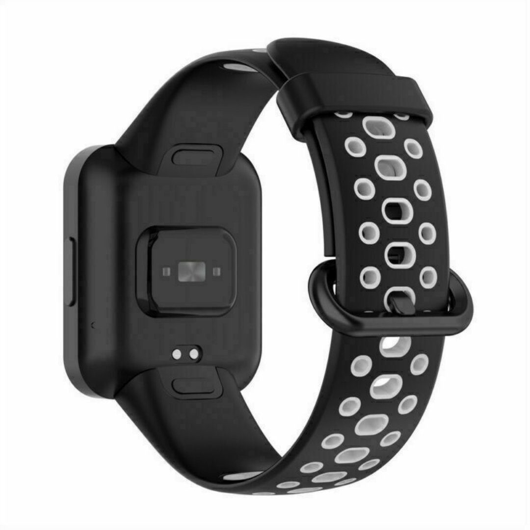 SmartUP Uhrenarmband Sport Silikon Armband für Xiaomi Mi Watch Lite / Redmi Watch TPU, Sportarmband, Silikon Ersatz Armband #2 Schwarz - Grau | Uhrenarmbänder