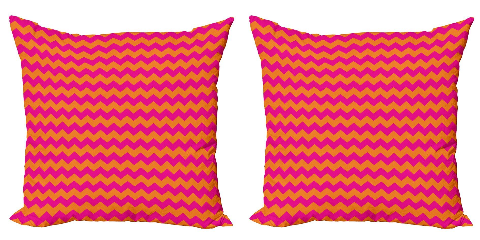 Abakuhaus Kissenbezüge Modern Accent Doppelseitiger Digitaldruck, (2 Stück), Orange und Rosa Zick-Zack-Linie Chevron