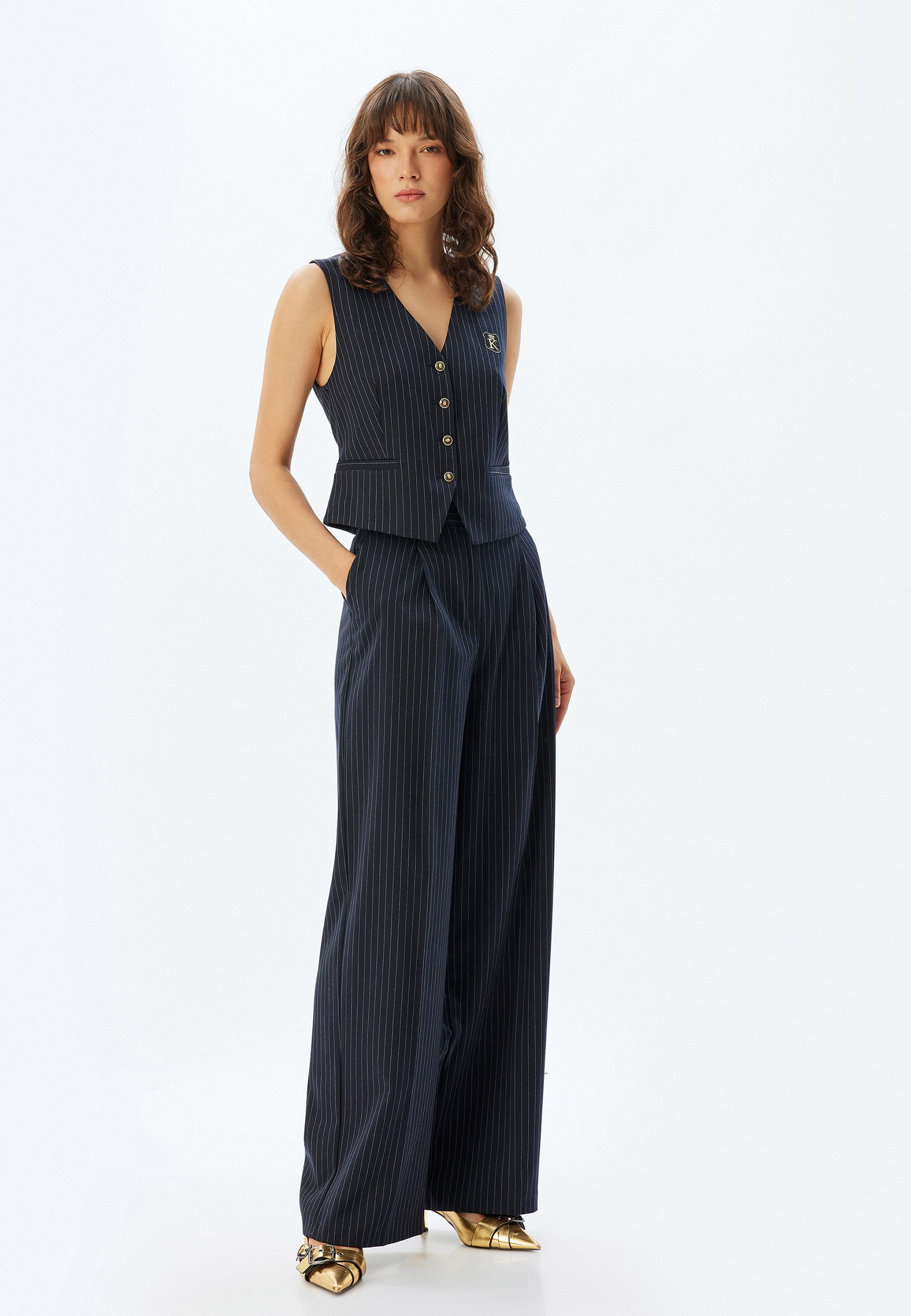 Koton Palazzohose Hohe Leibhöhe Wide Leg Palazzohose