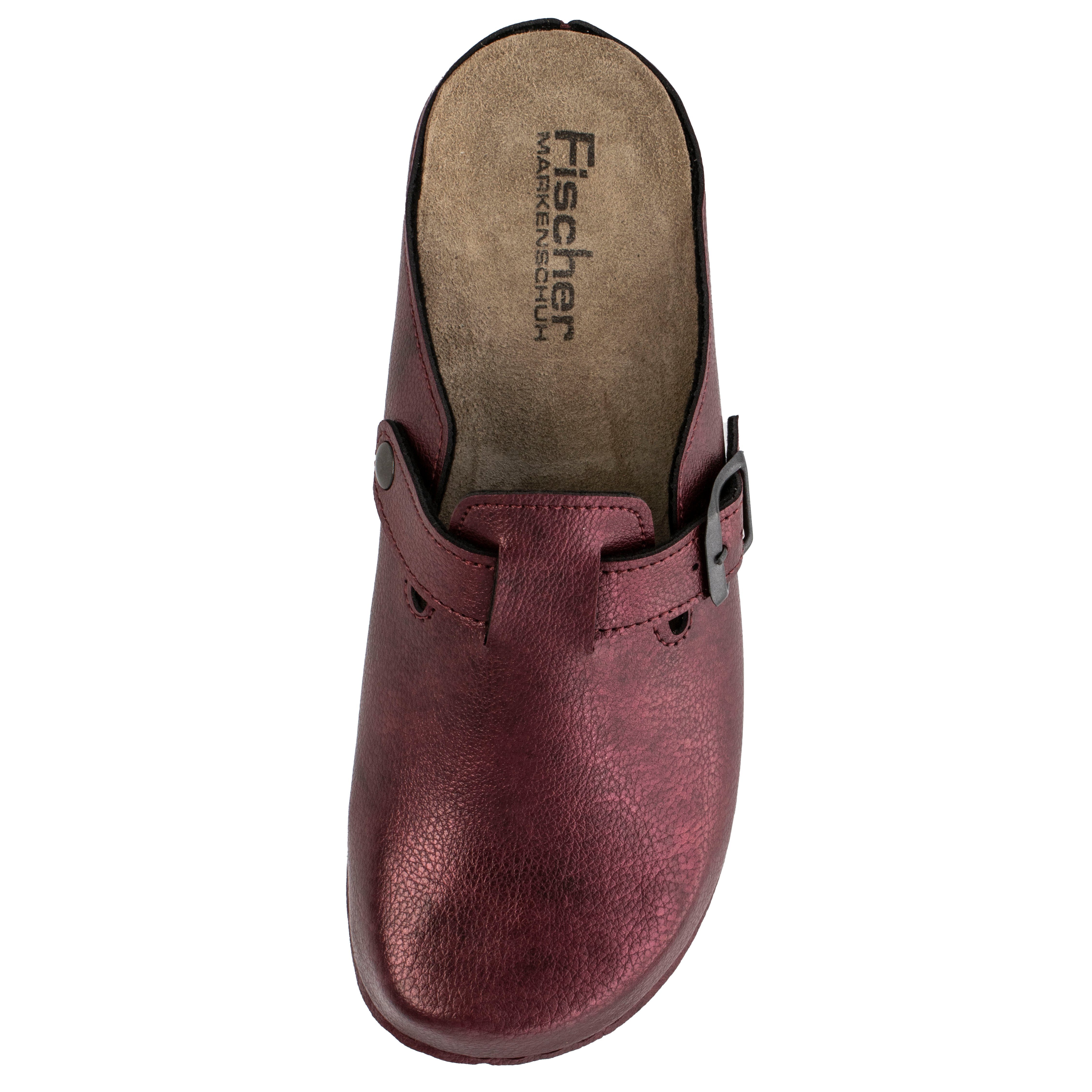 Fischer-Markenschuh Michaela Clog aus Nappan (Lederiminat), Weite G, herausnehmbares Fußbett aus Leder