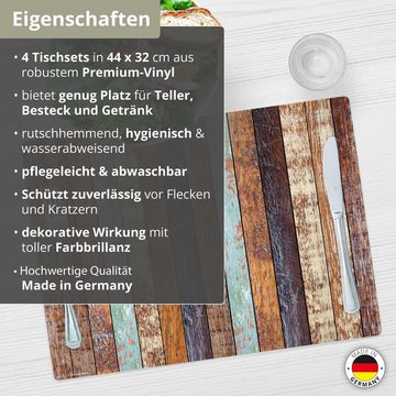 Platzset, Tischset, Platzset abwaschbar - Holzoptik gestreift, Tischsetmacher, (aus erstklassigem Vinyl, 4-St., 44 x 32 cm), Made in Germany
