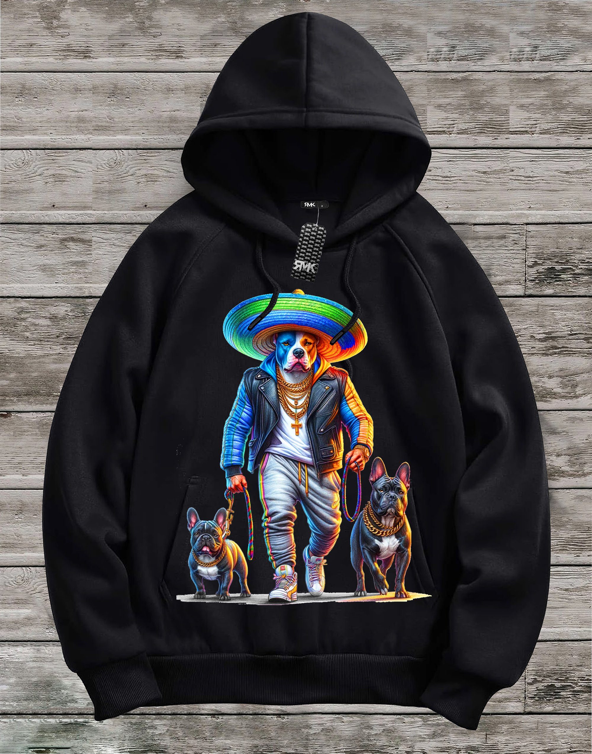 RMK Kapuzenpullover Herren Pullover Hoodie Winter Langarm Hund American Stafford Bulldogge Oversize Schnitt