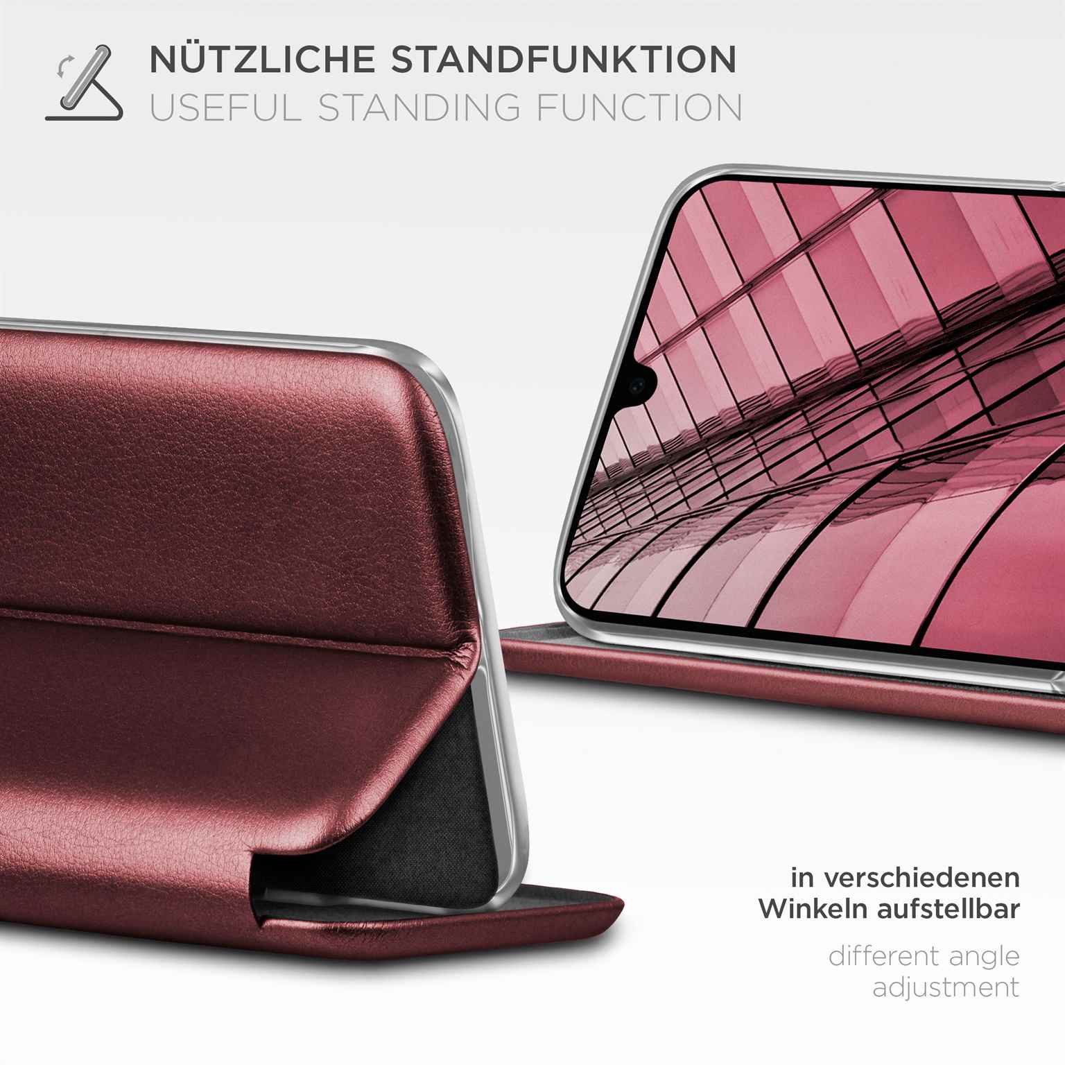 ONEFLOW Handyhülle für Samsung Galaxy A16 (4G) Premium Hülle Business Cover Rot 6,7 Zoll, 360 Grad Schutzhülle Flip Case Etui Klapphülle Dünn Leder Handy Tasche