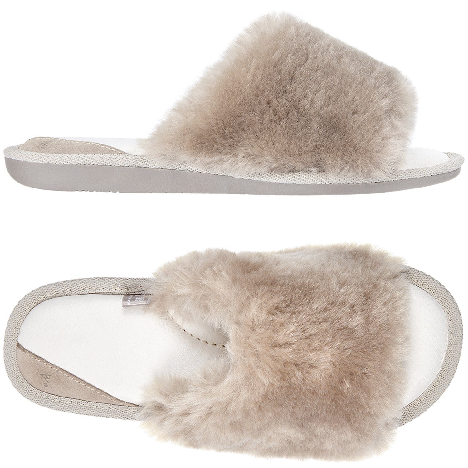 Vanuba LEINE Damen Hausschuh Echtleder Hüttenschuhe/Winter-Hausschuhe/Gefüttert