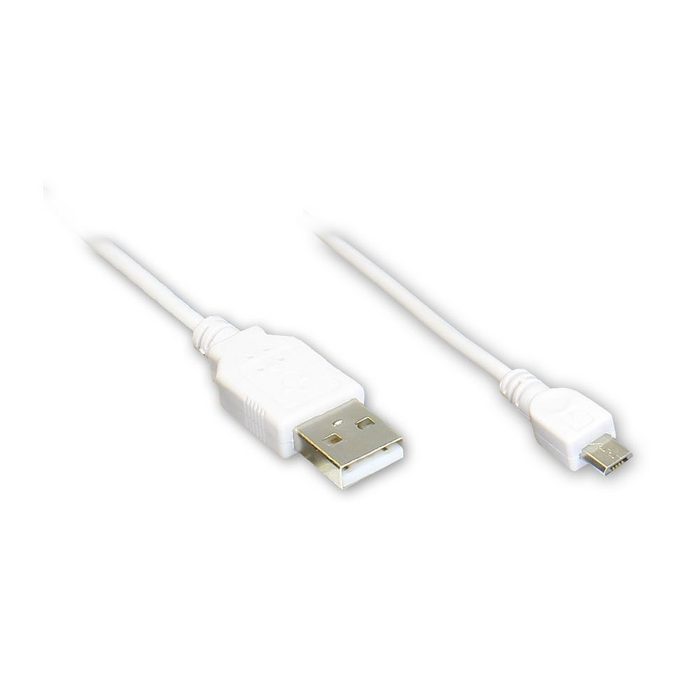 GOOD CONNECTIONS Anschlusskabel USB 2.0 Stecker A an Stecker Micro B weiß 1 8m USB-Kabel (1.8 cm)