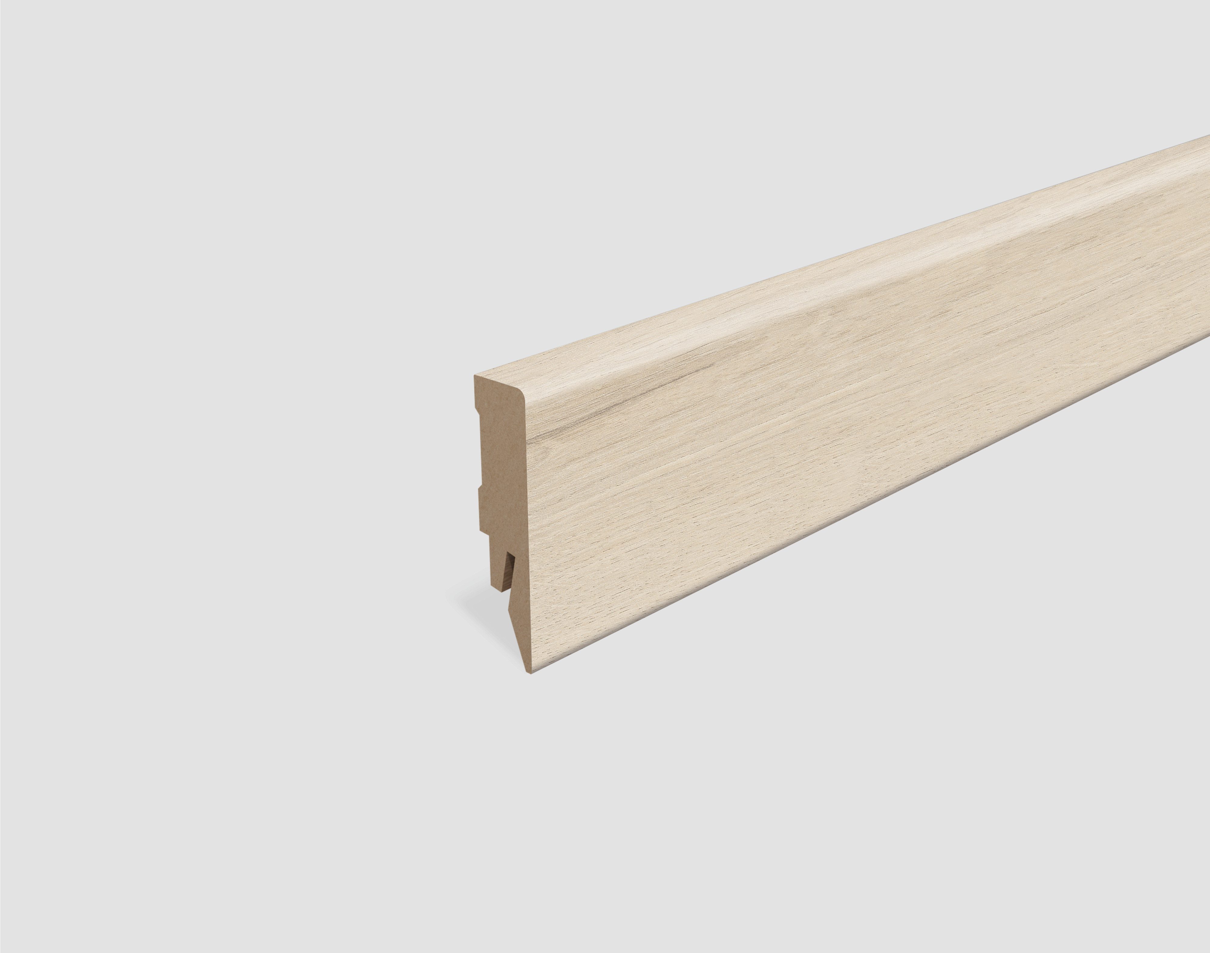 EGGER Sockelleiste Eiche beige L631, L: 240 cm, H: 5.8 cm, 1-St., 2,40m; neues kubisches Profil; passend zu Fußboden Elton Eiche weiss