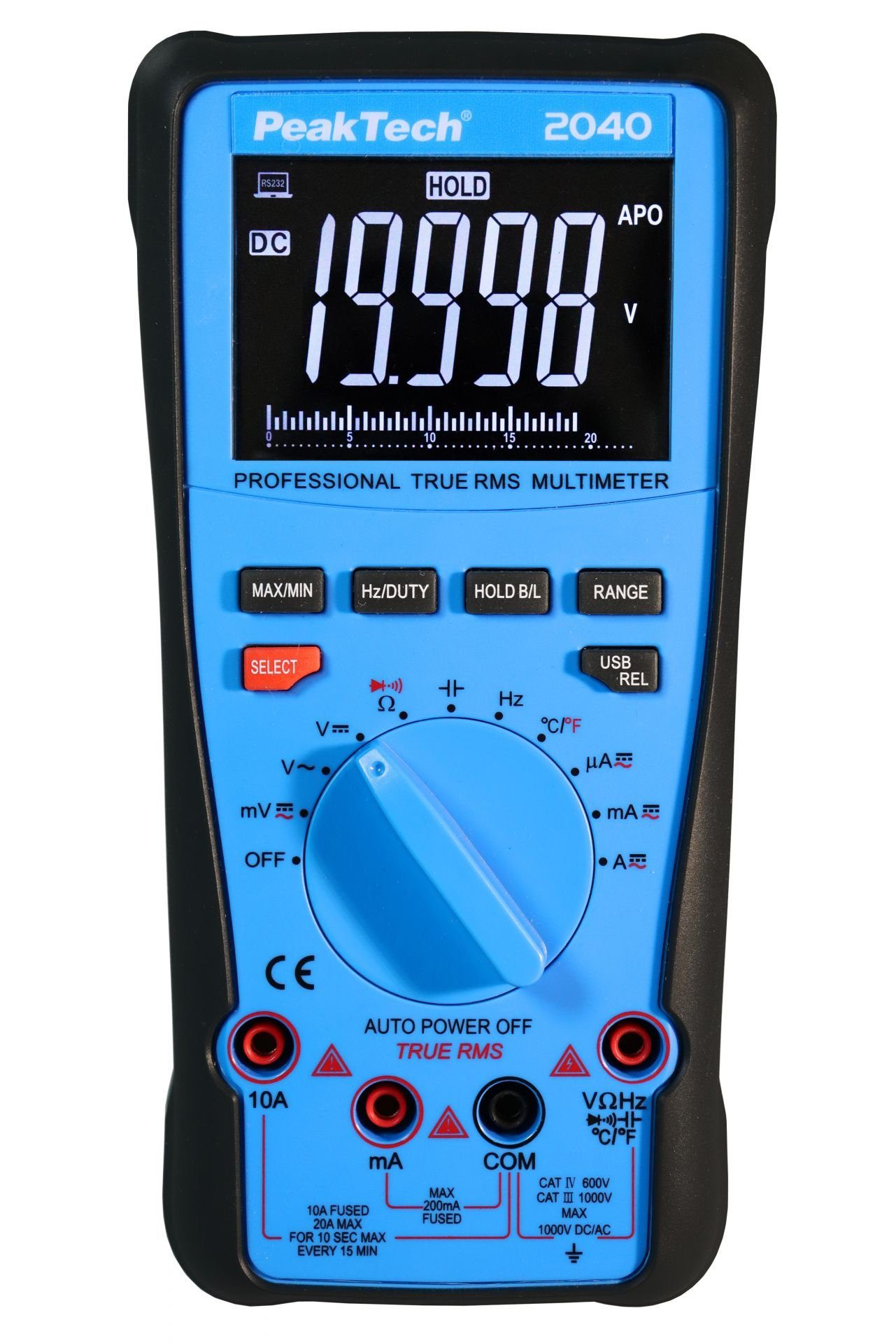 PeakTech Multimeter PeakTech P 2040: True RMS 1000 V Digitalmultimeter  20.000 Counts, USB, (1 St)