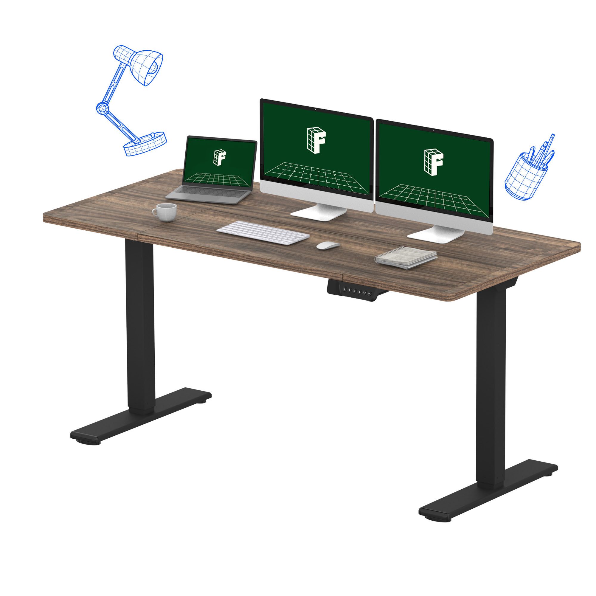 FLEXISPOT Schreibtisch Sitz-Steh-Tisch mit Memory-Funktionen (110X54/140X70/ 160X70/ 180X80/ 200X80 CM), Dual-Motor, 4 Speicherplätze, Anti-Kollisionssystem