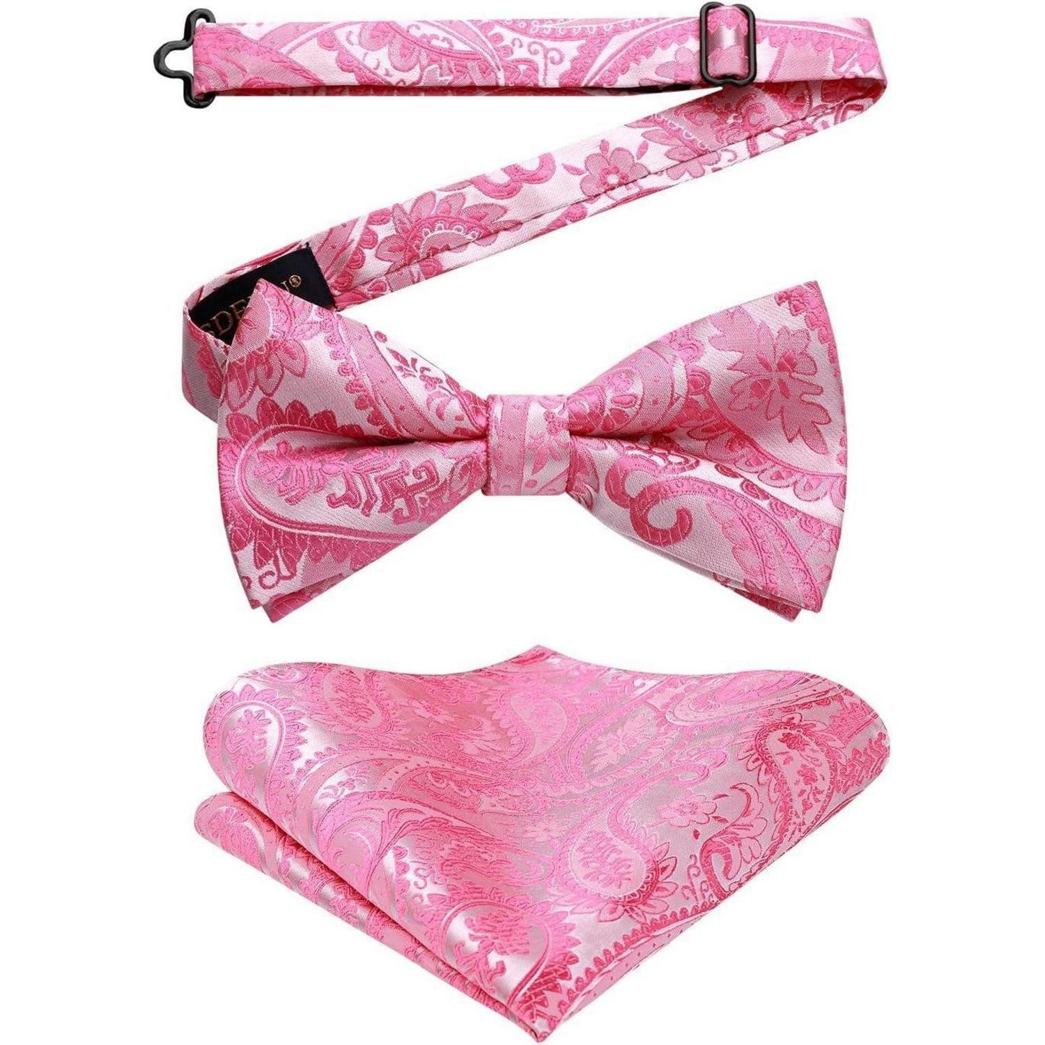 LuxusKollektion Fliege Fliege Einstecktuch Herren Smoking Hochzeit Party E Rosa 1