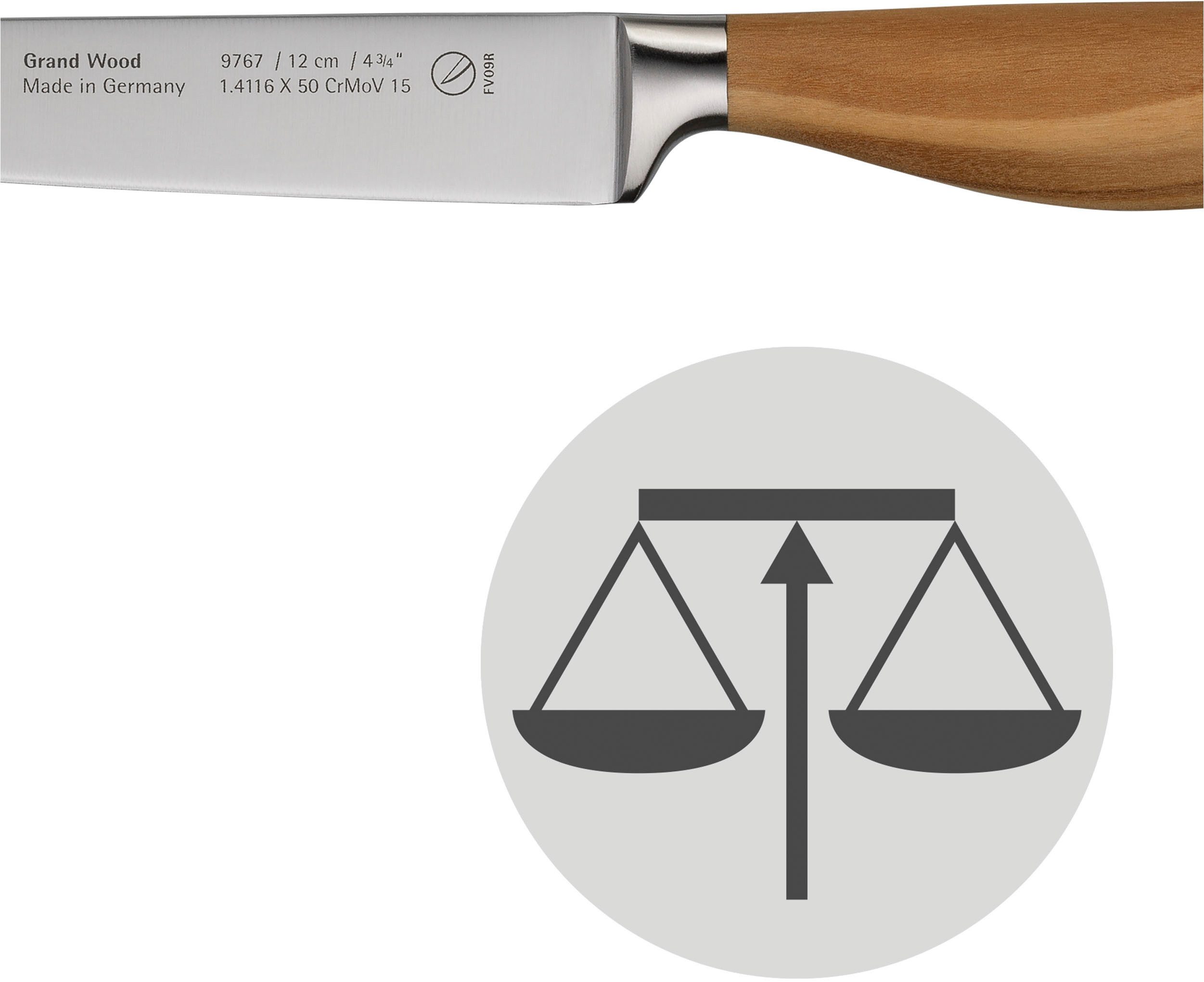 WMF Zubereitungsmesser Grand Wood, 12 cm, Olivenholzgriff, handgeschmiedeter Spezialklingenstahl – Bild 5 von 5