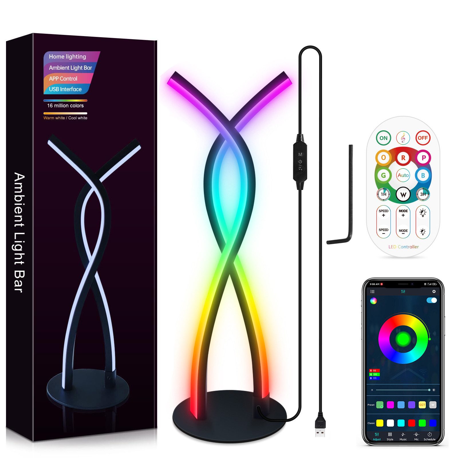 BlingBin LED Nachttischlampe RGBIC Tischlampe (Styling-Lampe, günstig online kaufen