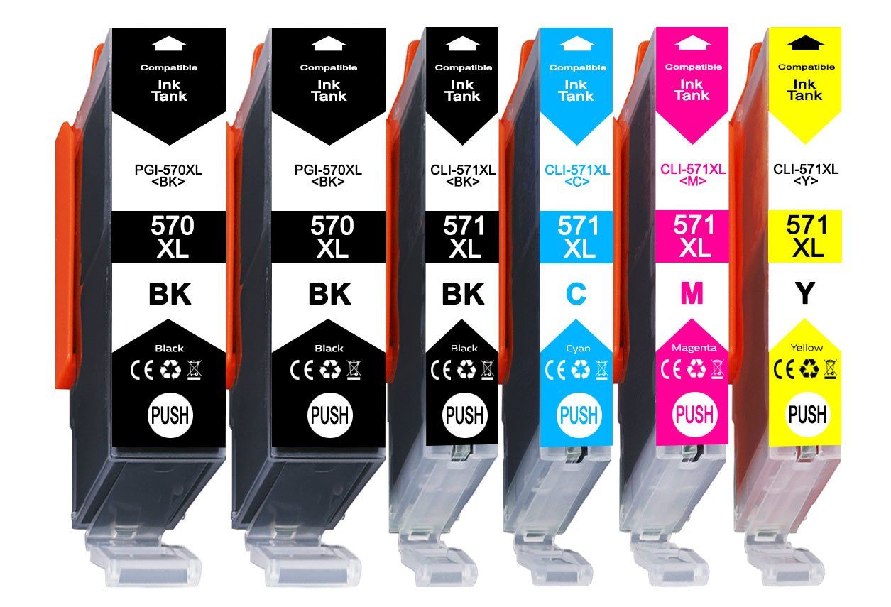 Druckerparadies 6er Multipack für Canon 570 571 XL Druckerpatronen Set Tintenpatrone (6-tlg., für Canon MG5700 MG5750 MG6800 MG6850 TS5000 TS5050 TS6000 TS6050)