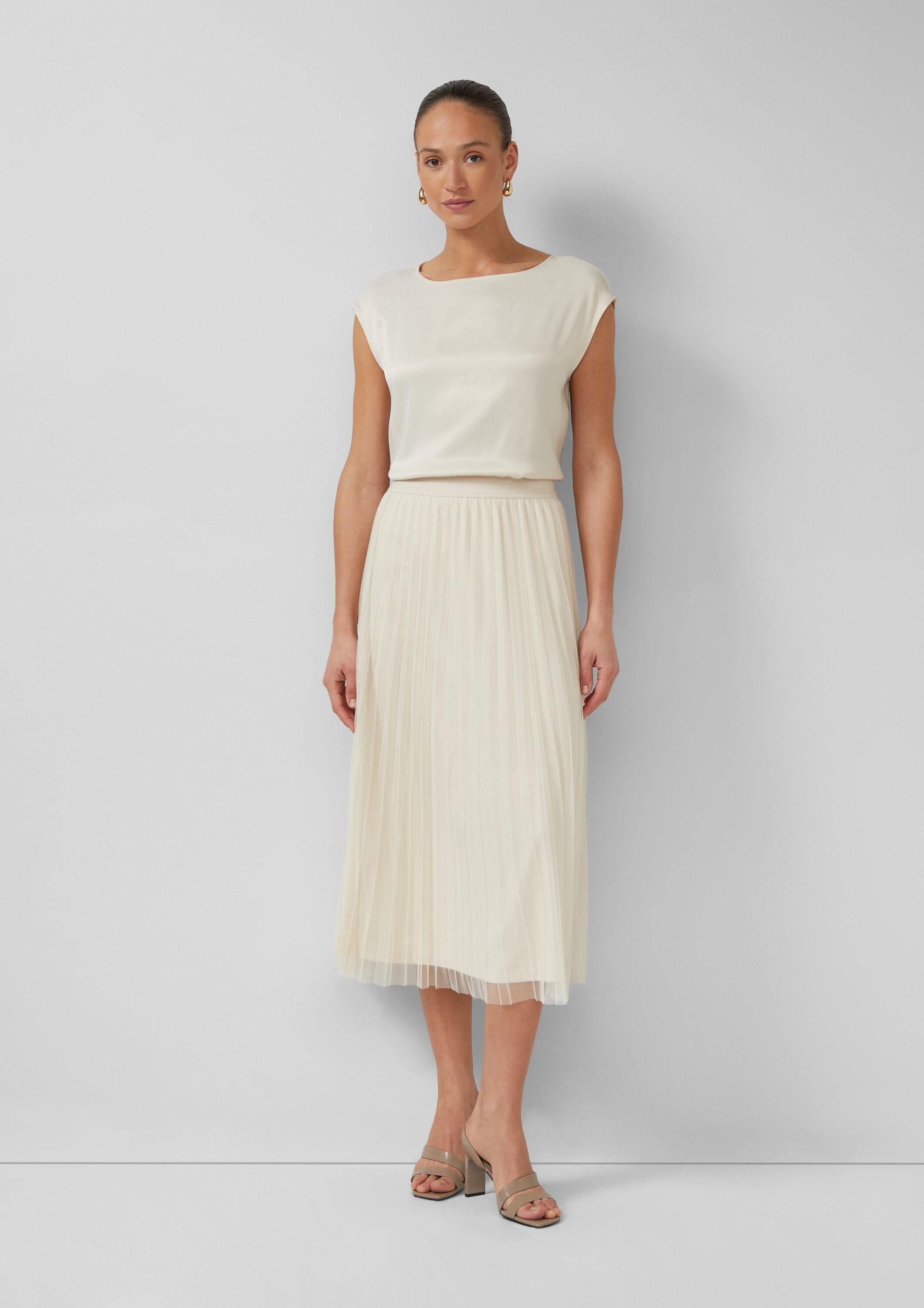 s.Oliver Midirock Rock Plissierter Midi-Meshrock mit Jerseyfutter