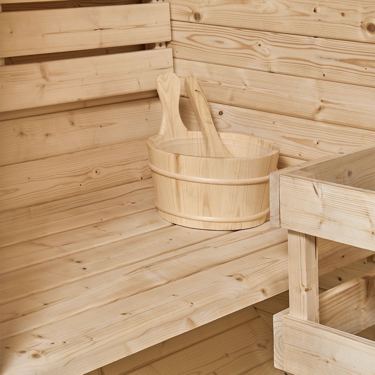 Artsauna Fasssauna Spitzbergen 120, BxTxH: 191 x 120 x 193 cm, für 2 Personen, Fichtenholz, 3,6 kW Elektro-Ofen, Komplett-Set