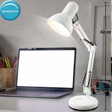 etc-shop Schreibtischlampe, Leuchtmittel nicht inklusive, Schreib Tisch Leuchte weiß beweglicher Spot Wohn Zimmer
