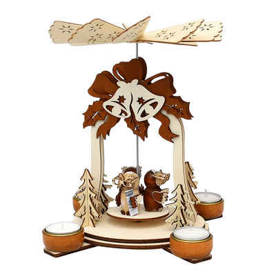 SIGRO Weihnachtspyramide »Holz Teelichtpyramide Glocke, mit Eulenfiguren«
