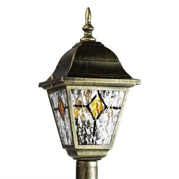 Licht-Erlebnisse Außen-Stehlampe SALZBURG, ohne Leuchtmittel, Wegeleuchte Rustikal E27 in Gold antik Gartenlampe