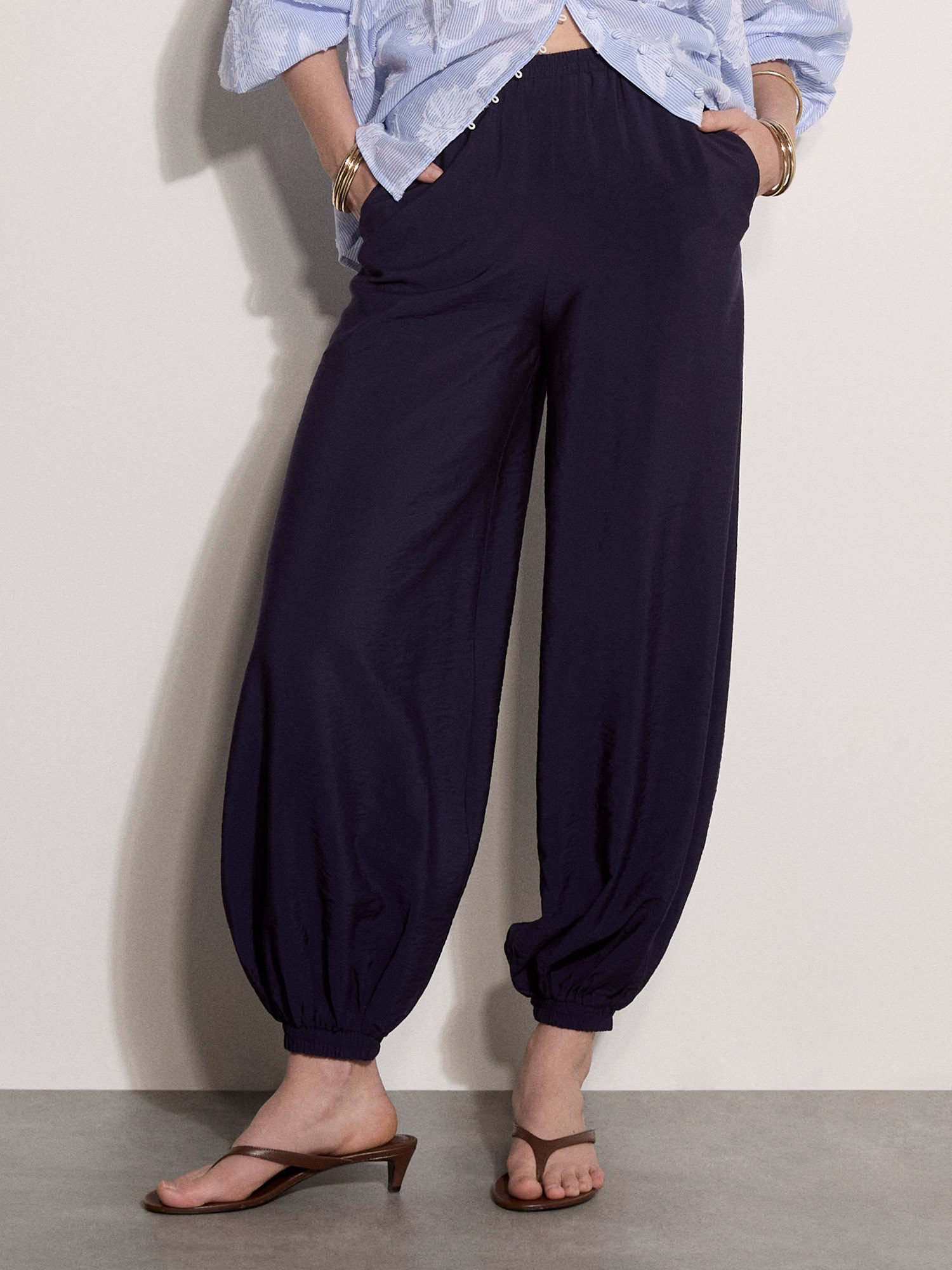 Apricot Stoffhose Lässige Ballonhose mit elastischem Bund – Bild 3 von 5