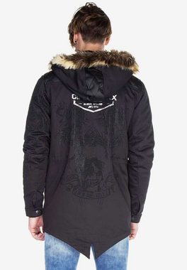 Cipo & Baxx Winterjacke mit Kapuze und Stickereien