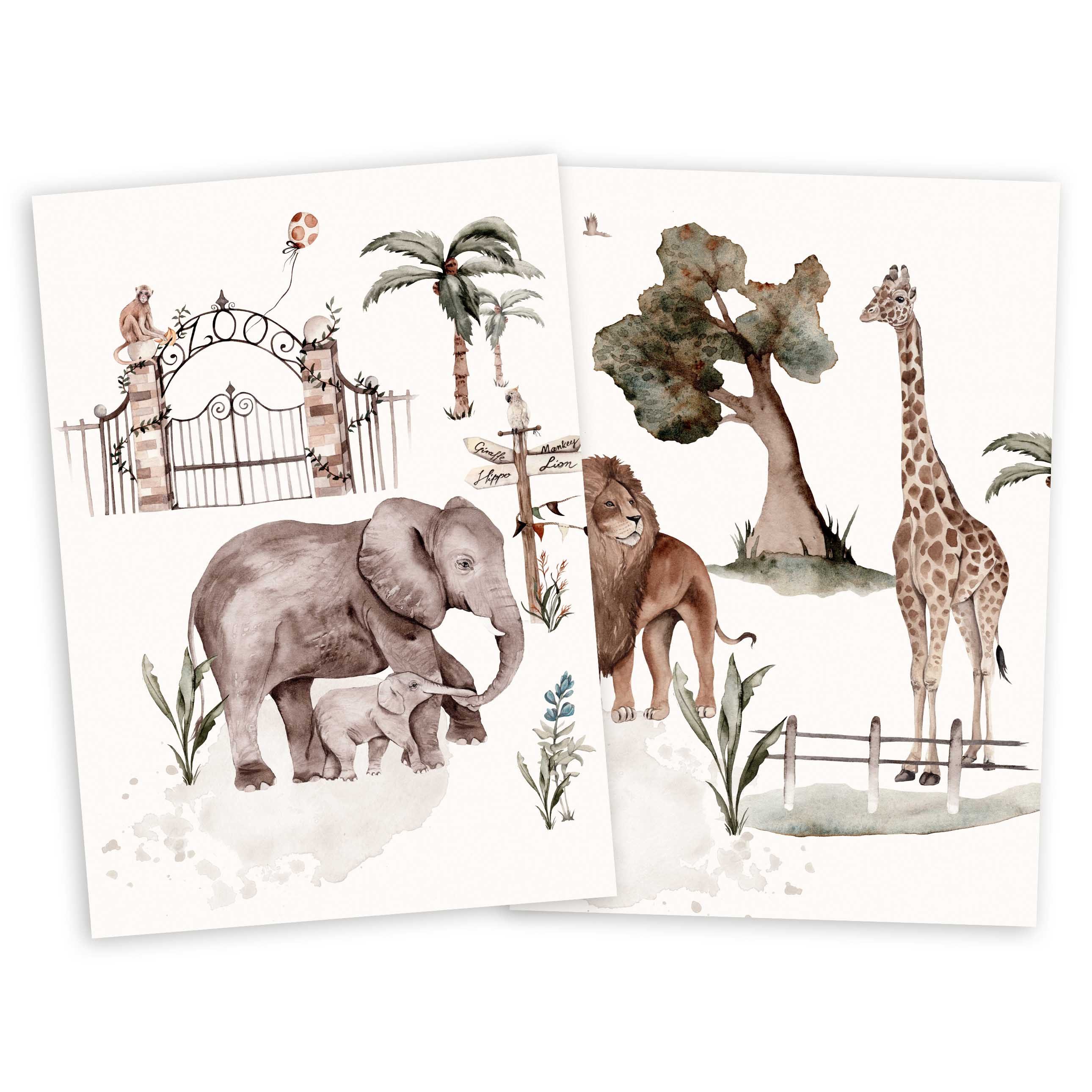 Poster Tiere im Zoo 2er Set