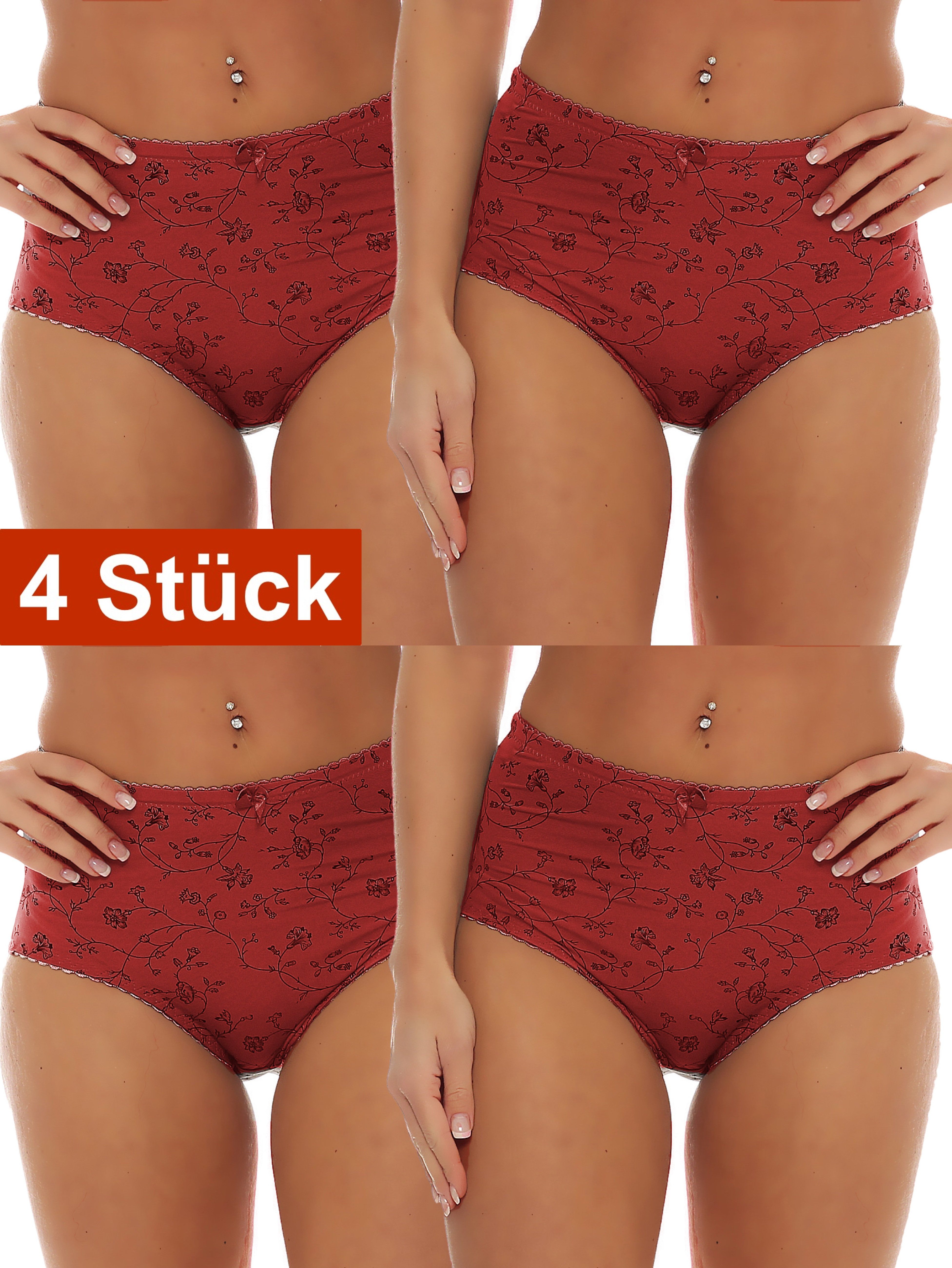 Cocain underwear Taillenslip Damen Slip Microfaser rot weiss schwarz grau sexy Unterhosen Hüftlip (Spar-Pack, 4-St) ideale Bewegungsfreiheit