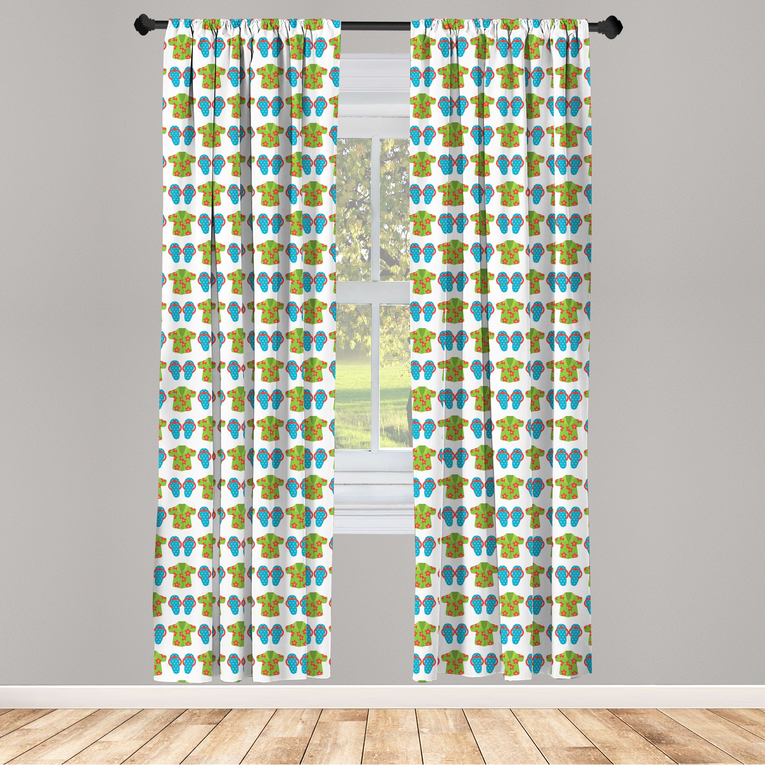 Gardine Vorhang für Wohnzimmer Schlafzimmer Dekor, Abakuhaus, Microfaser, Flip Flops Exotische Blumen Shirts