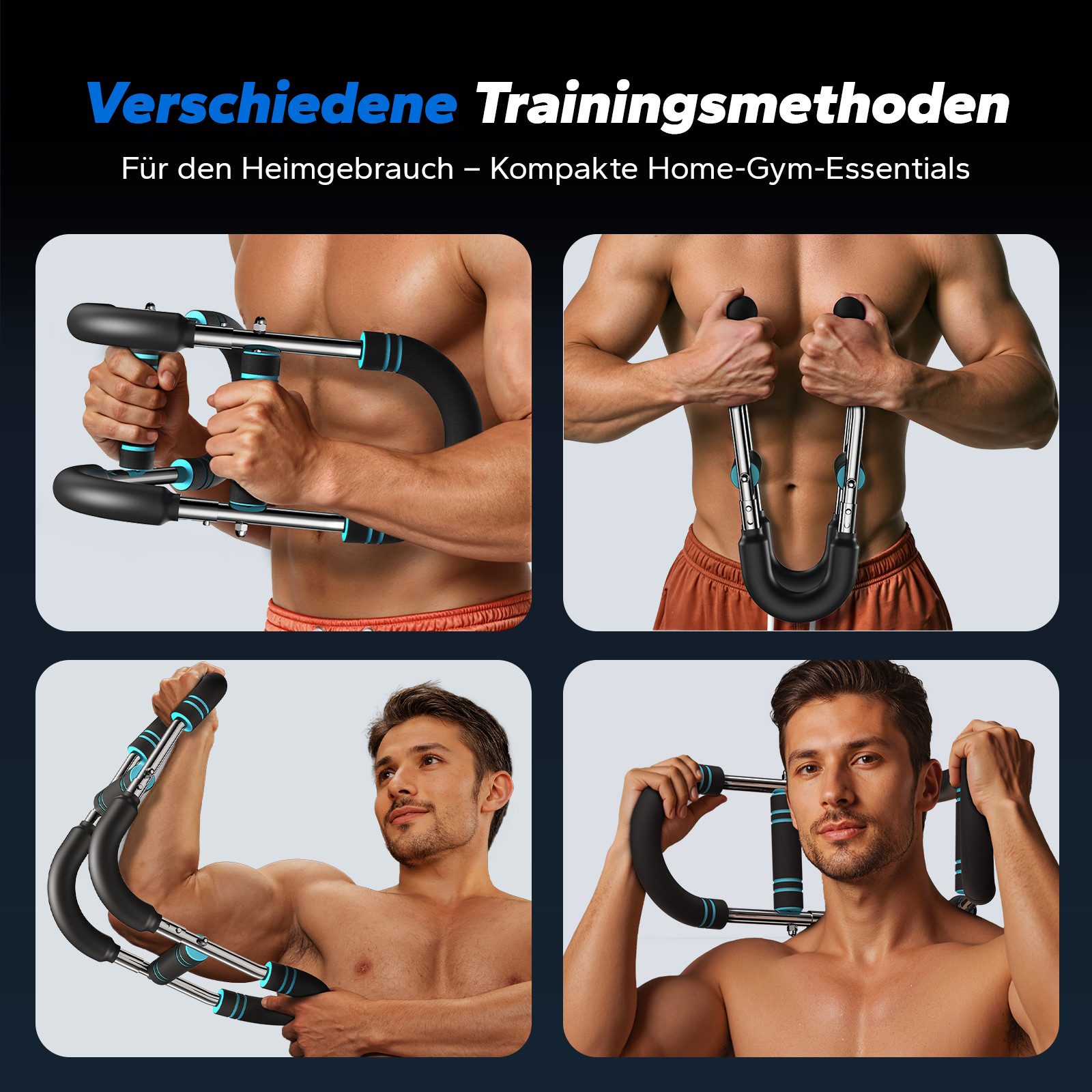 MERACH Handmuskeltrainer Armtrainer, Kraft-Twister U-Form, verstellbar 27-50kg professionell (Multifunktionales Krafttraining-Set für Ganzkörper Muskelaufbau, ergonomische Schaumstoffgriffe, für Arme Brust Schultern und Rücken), Abnehmbares Design für Zuhause, Büro und Reise kompakt tragbar