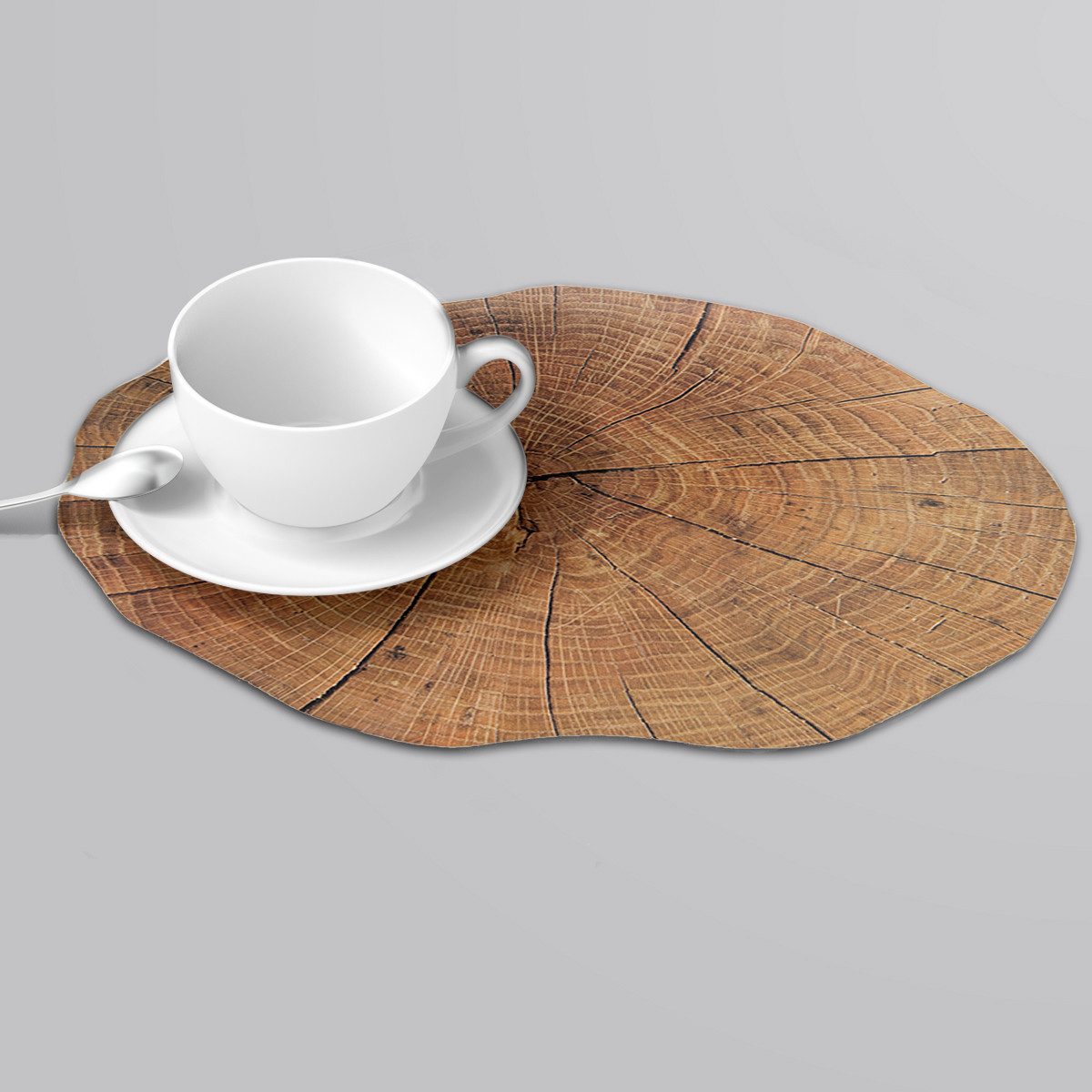 matches21 HOME & HOBBY Platzset Abwaschbare Tischsets 6er Set Baumstamm Holz-Optik rund, (6-St), Platzsets als Tisch-Untersetzer und Tisch-Deko für Esstisch Teller