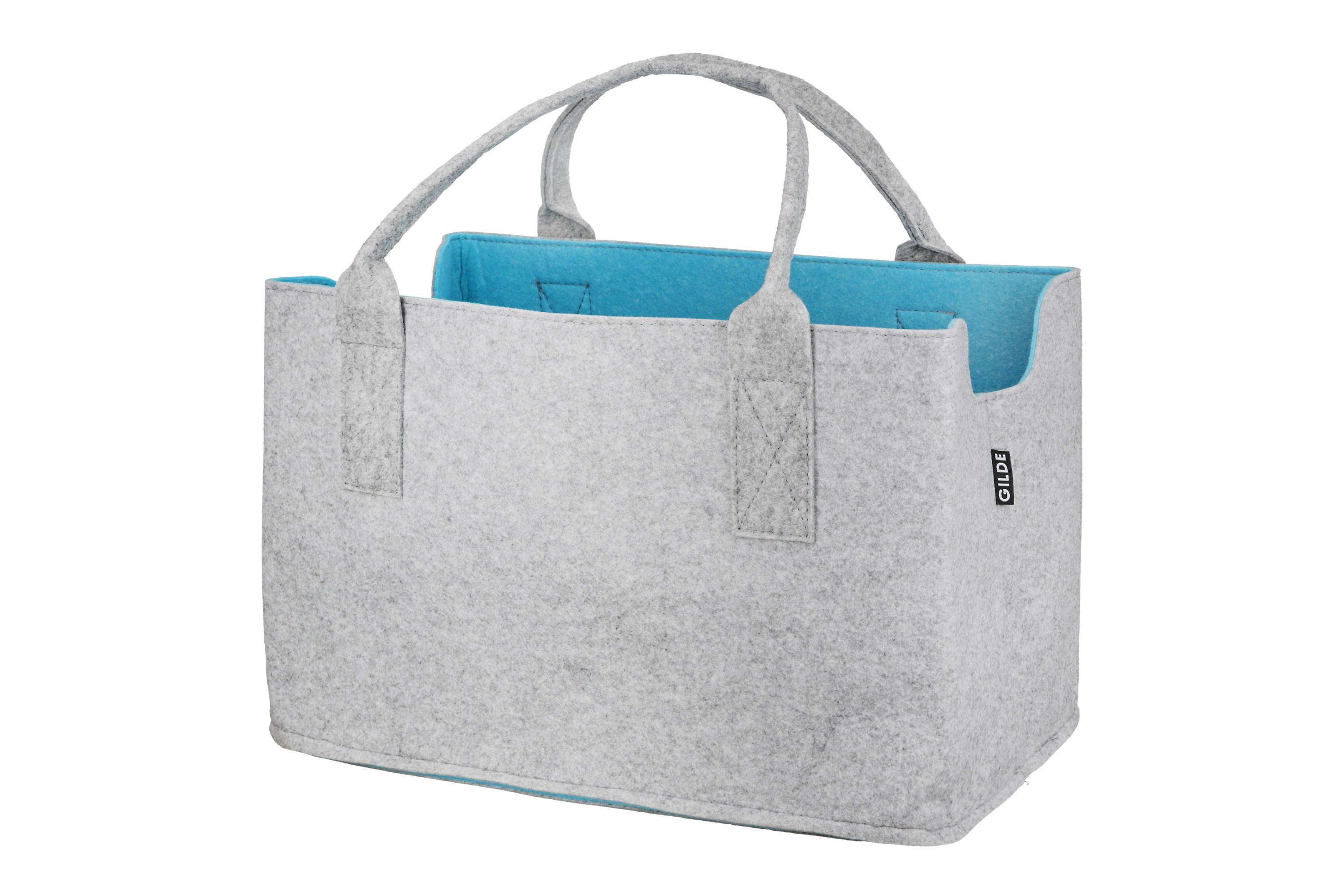 GMD Living Tragetasche COLORFUL, hochwertige Filztasche in grau, mit blauer Innenseite