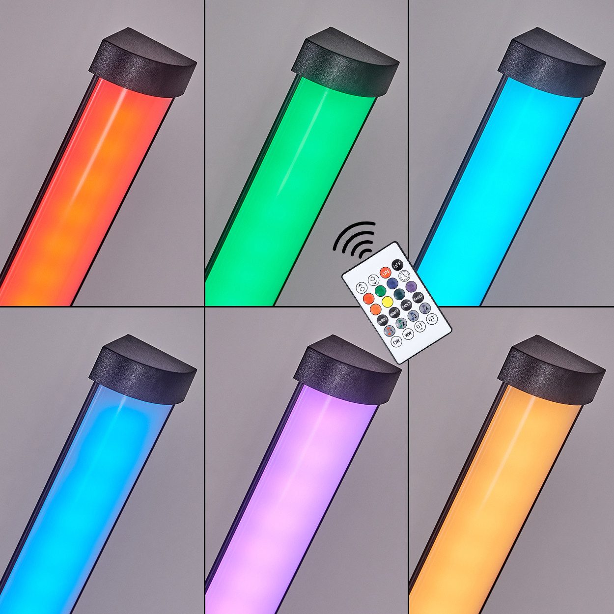 hofstein Stehlampe Stehlampe aus Metall/Kunststoff in Schwarz/Weiß, LED wechselbar, Stehleuchte mit Farbwechsler, Fußschalter, Fernbedienung, Kelvin CCT