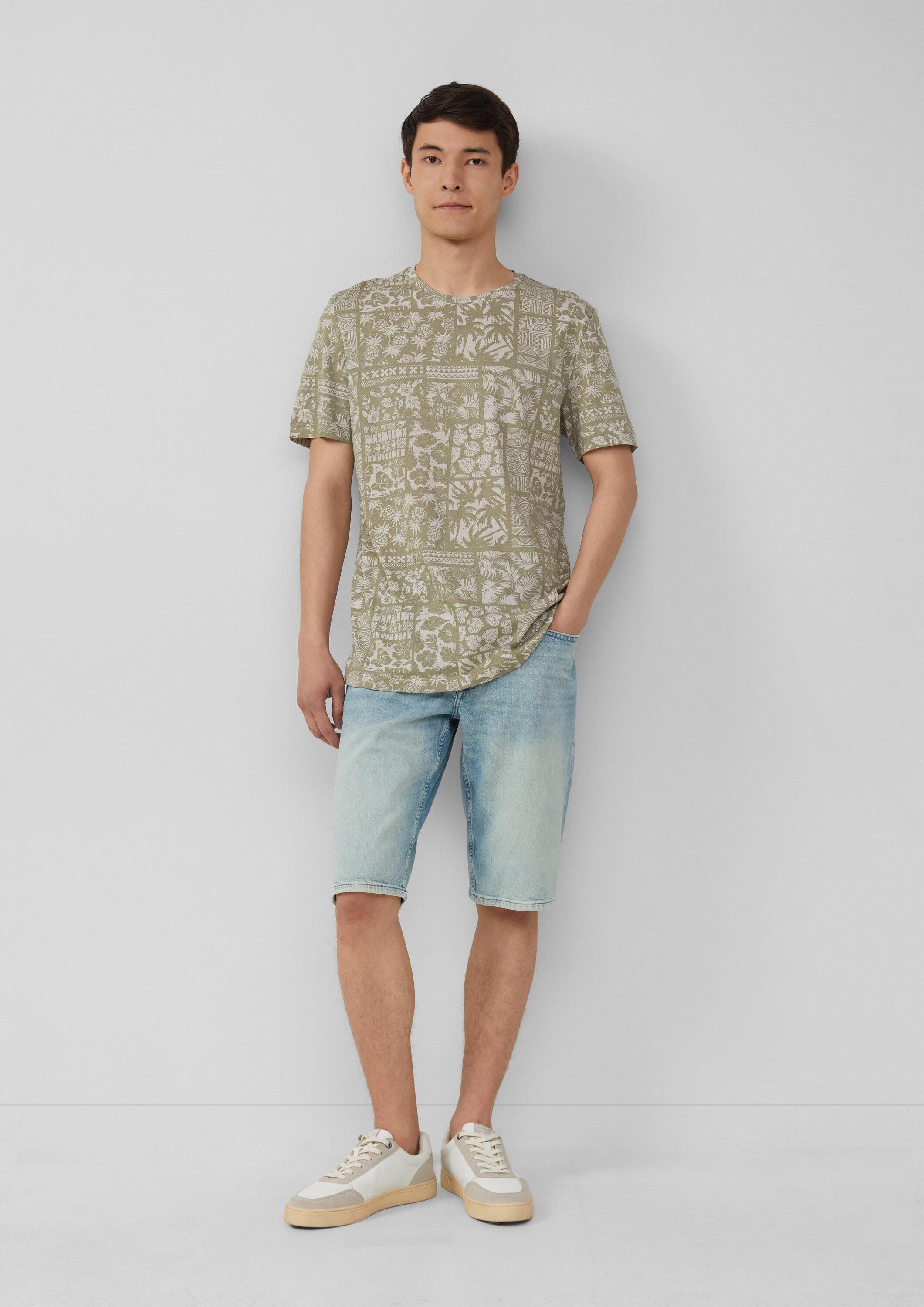 s.Oliver Kurzarmshirt T-Shirt Baumwoll-T-Shirt mit All-over-Print