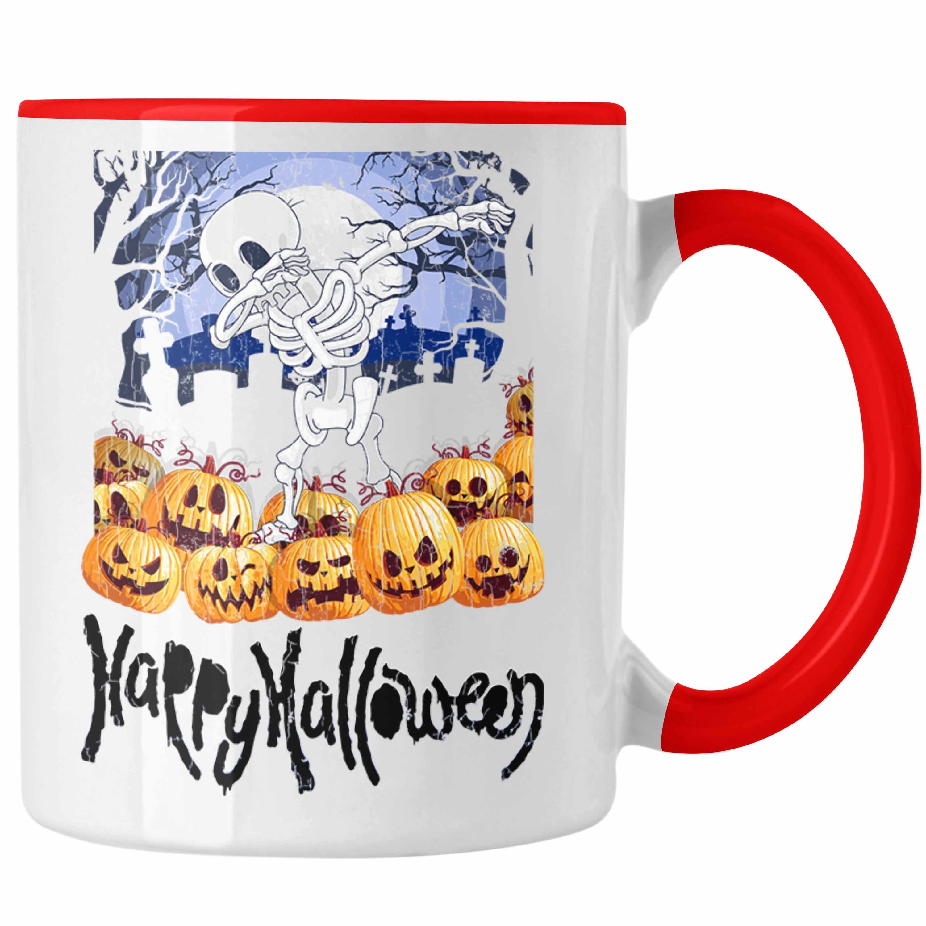 Halloween Kürbis Trendation Skelet Dekoration Rot Tasse Dabbing Becher Tasse