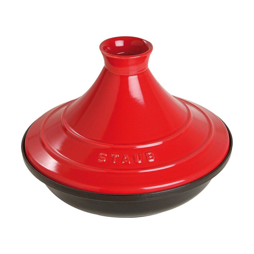 Staub Geschirr-Set Tajine 28 cm kirschrot, Gusseisen, 2l, Made in France, Gusseisen, emailliert, rot, Handreinigung