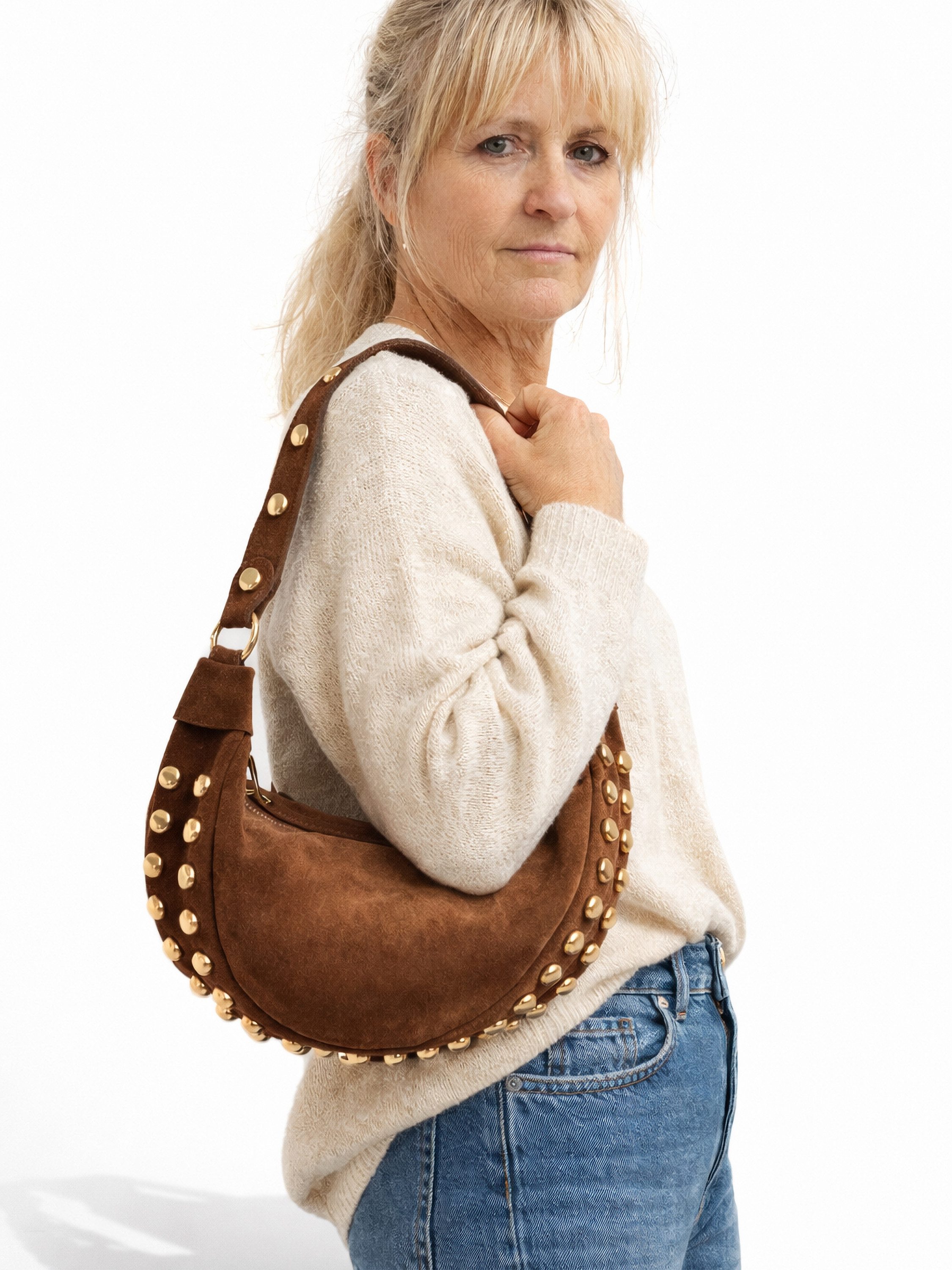 COLLEZIONE ALESSANDRO Schultertasche Étoile, aus Wildleder, Made in Italy