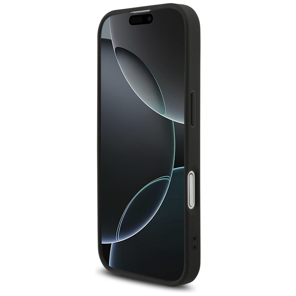 Guess Handyhülle Case iPhone 17 Kunstleder grau Big Logo goldfarbig Kette 6,3 Zoll, Kantenschutz – Bild 5 von 5