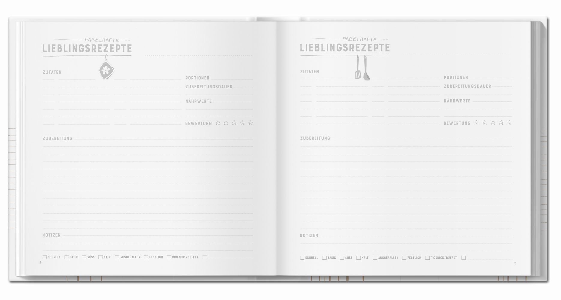 Kochbuch Guten Fabelhafte der Beige, Notizbuch 21x21cm Rezepte, blanko - zum für Eine Rezeptbuch Lieblingsrezepte, Hardcover, Selberschreiben 80 Verlag