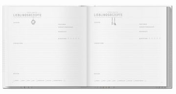 Eine der Guten Verlag Notizbuch blanko Rezeptbuch - Fabelhafte Lieblingsrezepte, Kochbuch zum Selberschreiben für 80 Rezepte, Beige, Hardcover, 21x21cm