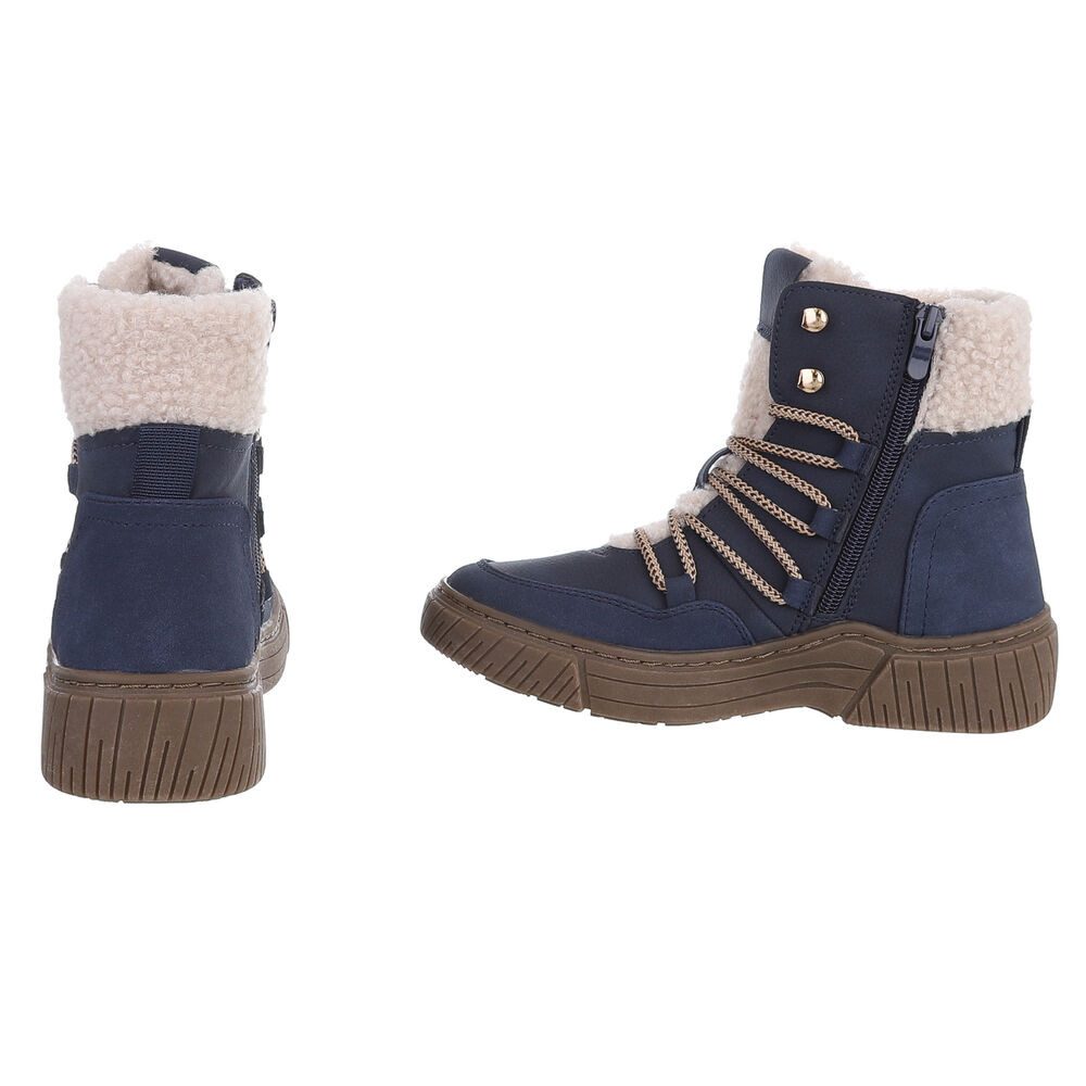Ital-Design Modischer Halbschuh mit Schnürung und Innenfutter für Damen Stiefelette (90598790) Flach Plateaustiefeletten in Blau – Bild 5 von 5