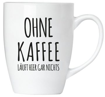 BRUBAKER Tasse Motivtassen "OHNE KAFFEE..." und "KAFFEE MACHT...", Keramik, 2er-Set Kaffeebecher in Geschenkpackung mit Grußkarte, Kaffeetassen Geschenkset für Büro Morgenmuffel
