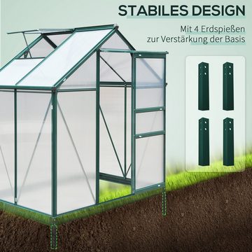 Outsunny Gewächshaus mit Schiebetür, BxLxH: 132 x 190 x 201 cm, 4 mm Wandstärke, Set, 1 x Gewächshaus, mit Dachfenster