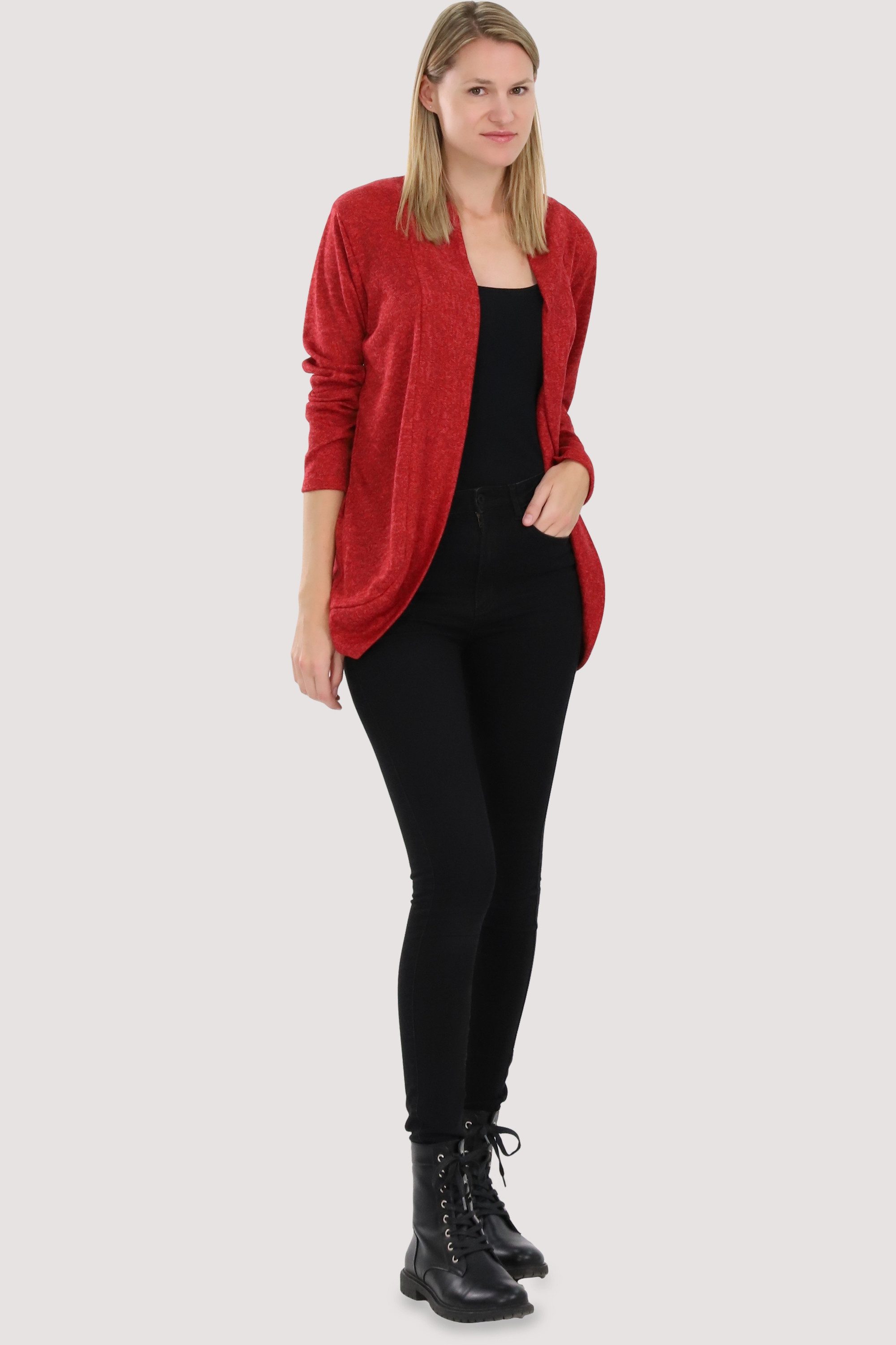 malito more than fashion Cardigan malito Damen Strickjacke lang, Cardigan im eleganten Design, angesag Strickjacke in Melange Optik Einheitsgröße