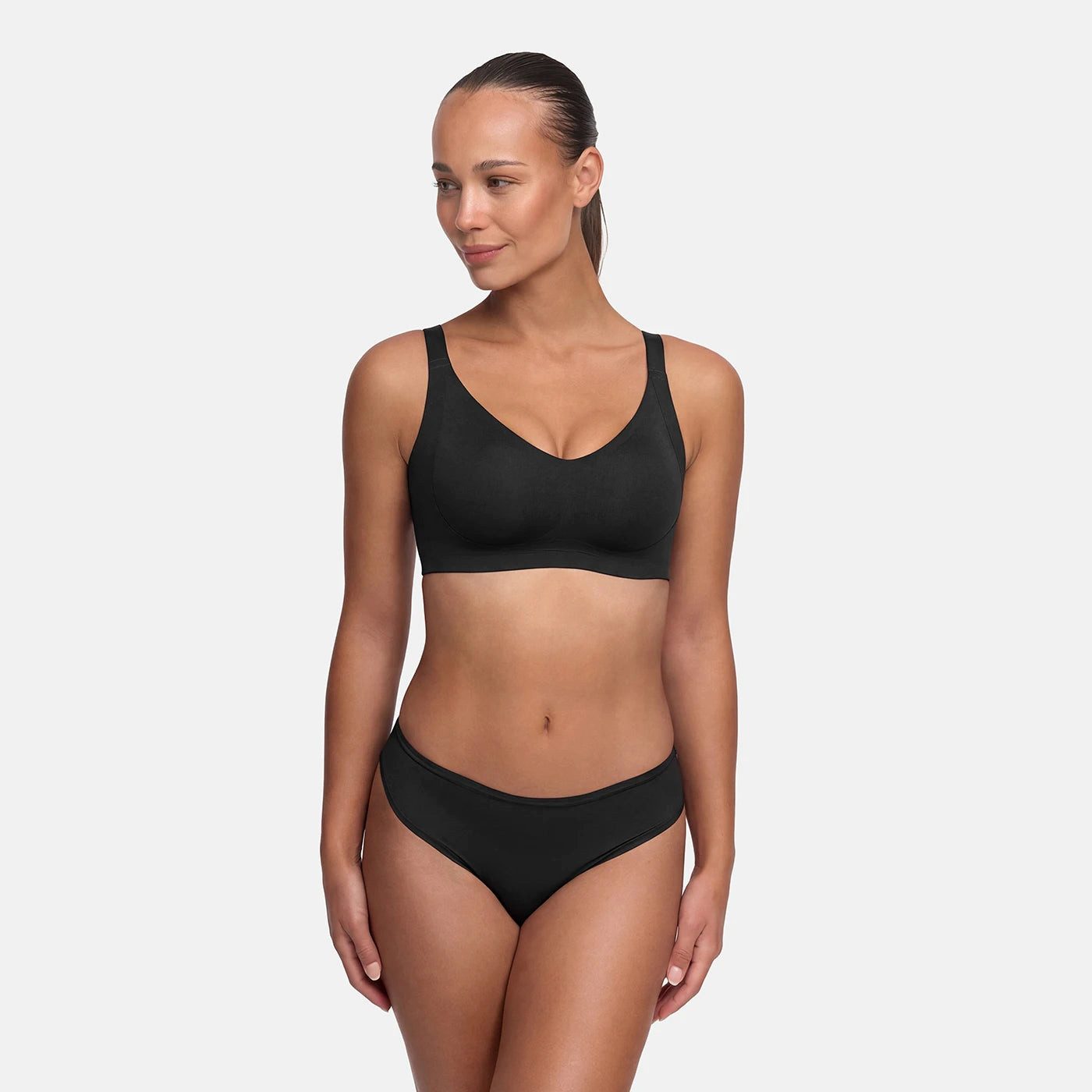 cfab (creamy fabrics) Bügelloser BH Seamless Compact Push-Up BH-Schwarz-S (1-tlg)