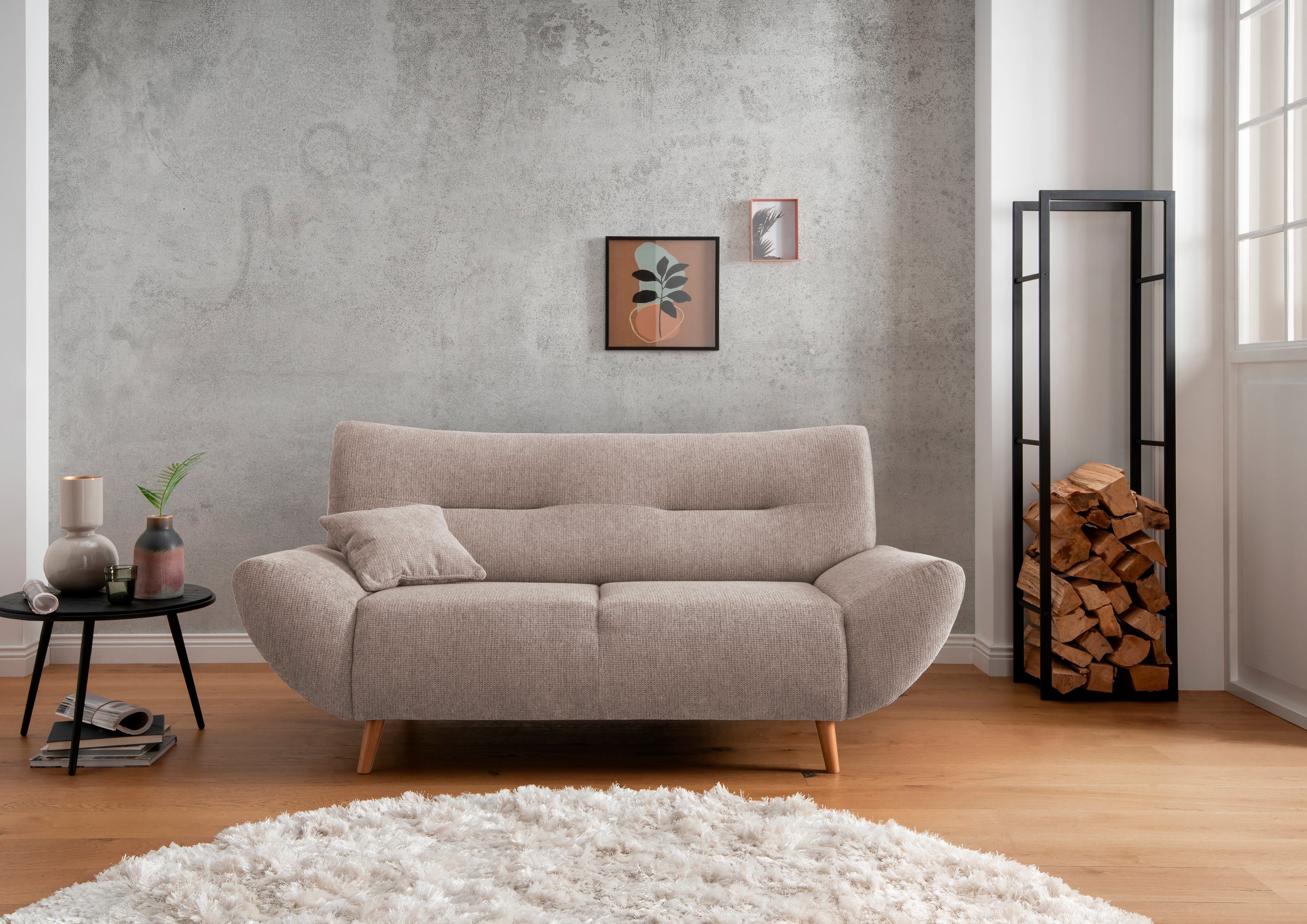 Home affaire 2-Sitzer Drago, komfortable Wellenunterfederung, Breite 173cm, bodenfrei, frei im Raum stellbar, inkl. 1 Zierkissen