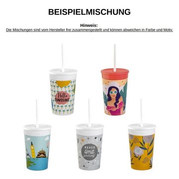 Engelland Kinderbecher Kunststoffbecher mit Deckel und Strohhalm, Bunte Mischung, BPA-frei, Bunte Mischung, Trinkbecher, Partybecher, Kindergeburtstag, Plastikbecher, Trinkgläser, 330 ml, 0,33 Liter, wiederverwendbar, Mehrweg