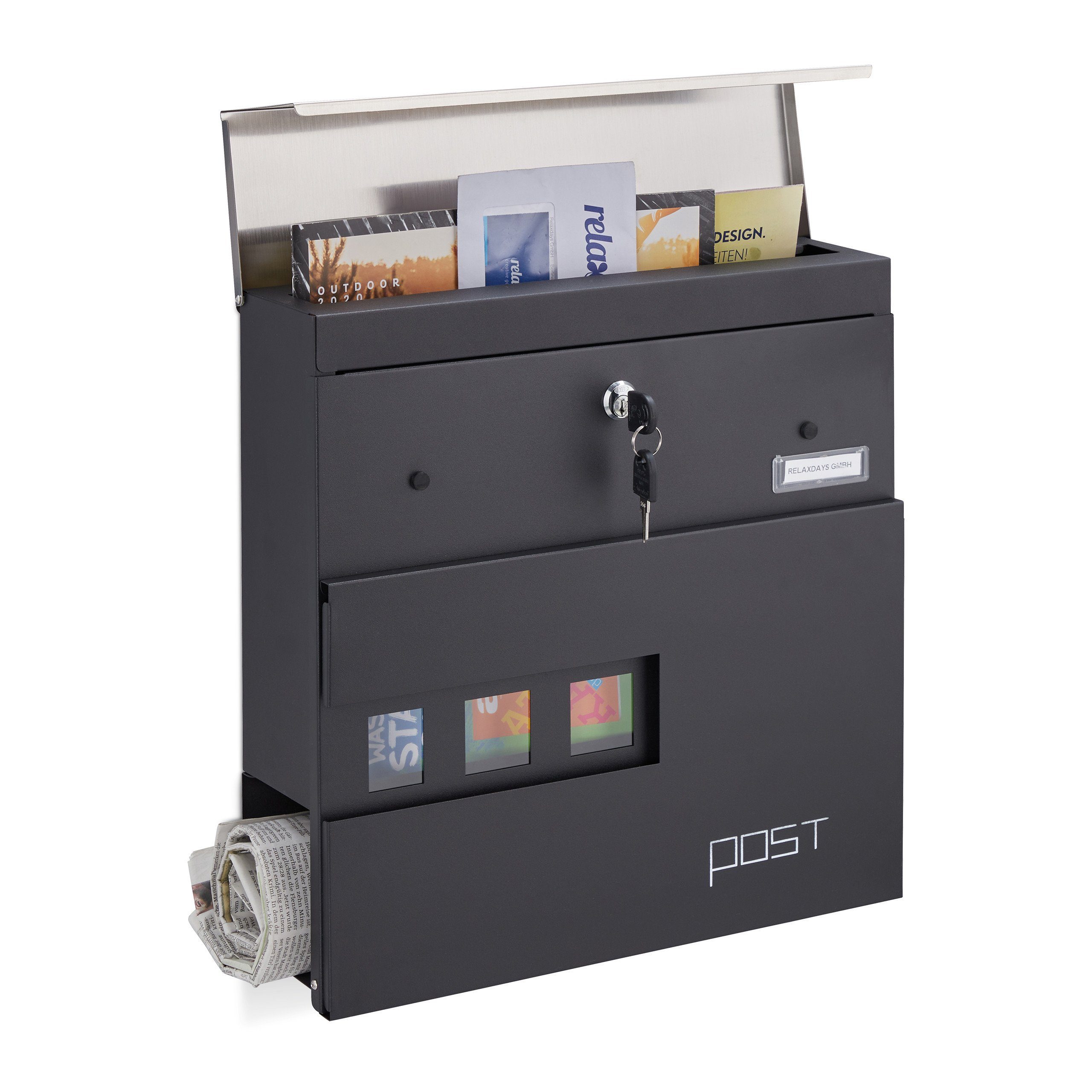 relaxdays Briefkasten mit Zeitungsfach günstig online kaufen