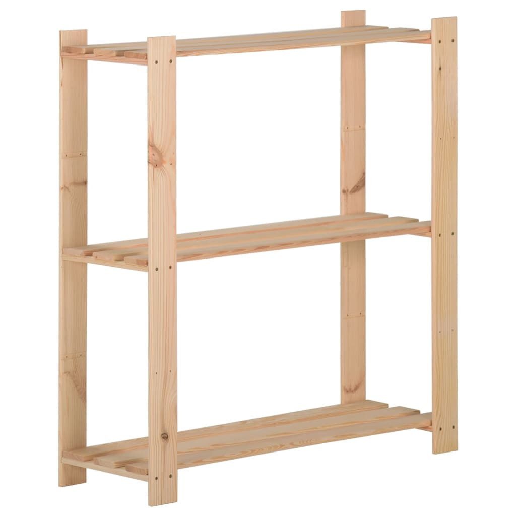 vidaXL Mehrzweckregal 80 x 285 x 90 cm Lagerregal mit 3 Böden 80x28,5x90 cm Massivholz Kiefe