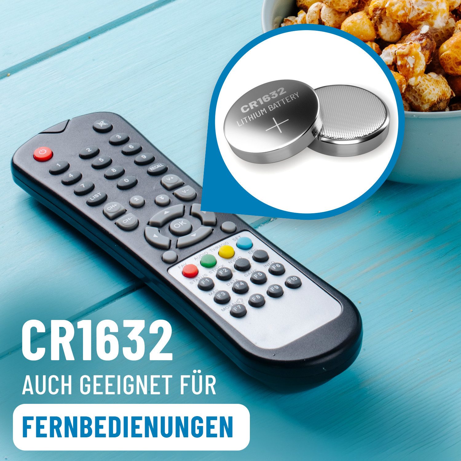 ABSINA CR1632 3V Lithium Knopfzelle 5er Pack - Batterien für Autoschlüssel Knopfzelle, (1 St)