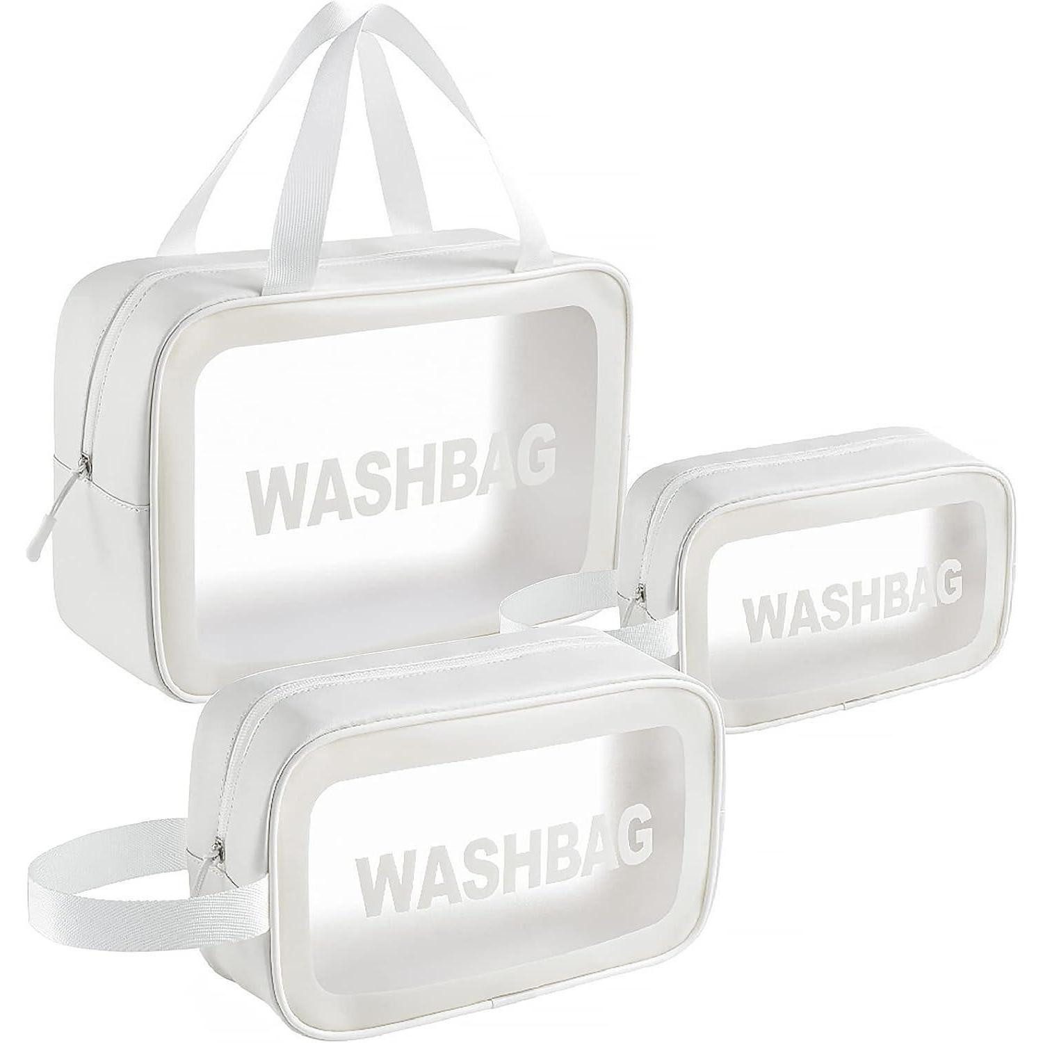 LuxusKollektion Kosmetiktasche Kosmetiktasche Transparent 3er Wasserdicht Reise Weiß
