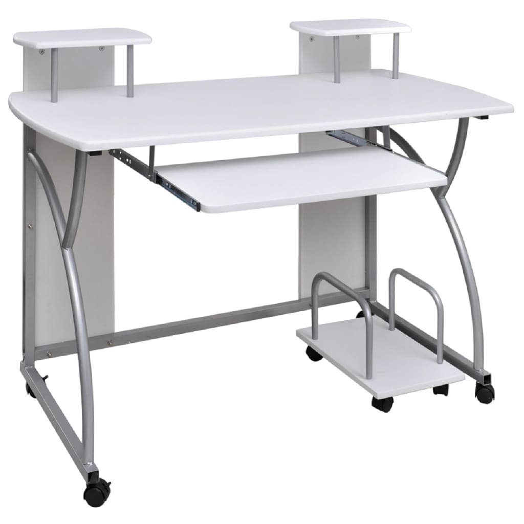 furnicato Schreibtisch Computertisch Weiß 110x52x88,5 cm Holzwerkstoff